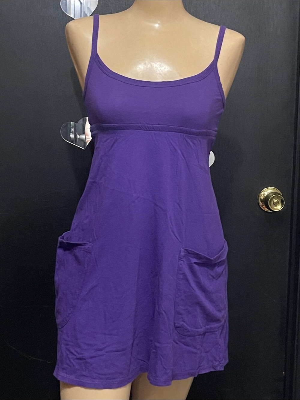 Vintage DIVIDED Purple Spaghetti-Strap W/Pockets Mini Dress By H&M (4)